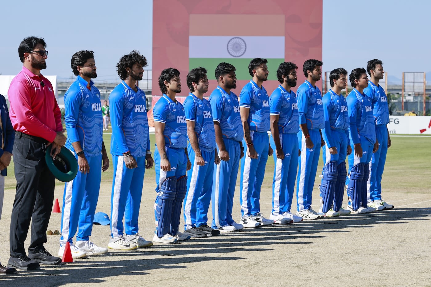 India's playing XI lines up for the national anthem