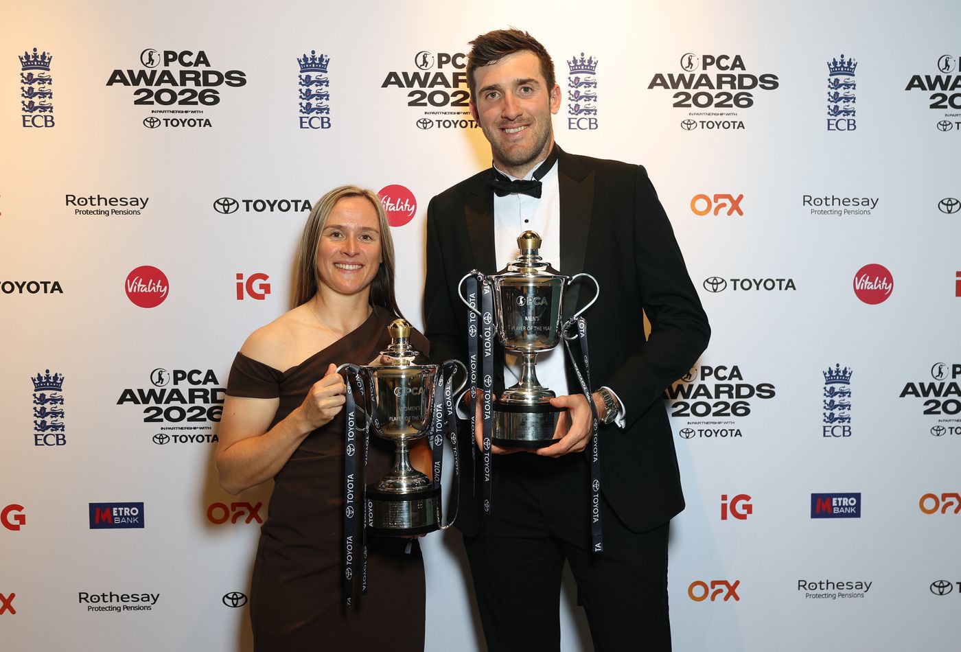 Craig Overton and Sophie Luff at the Toyota PCA Awards