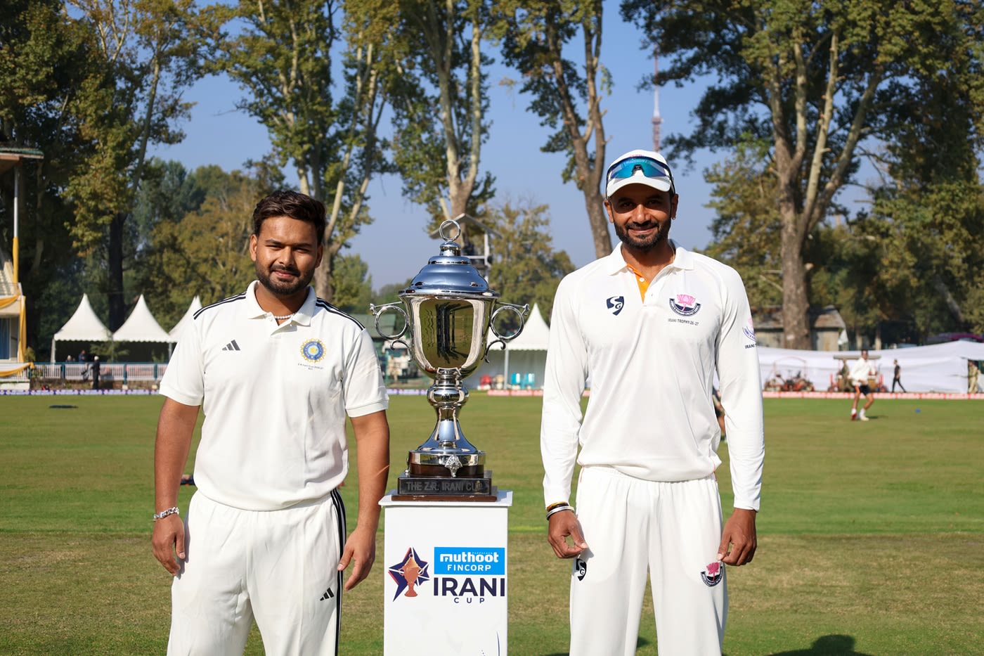 Captains Rishabh Pant and Paras Dogra next to the Irani Cup