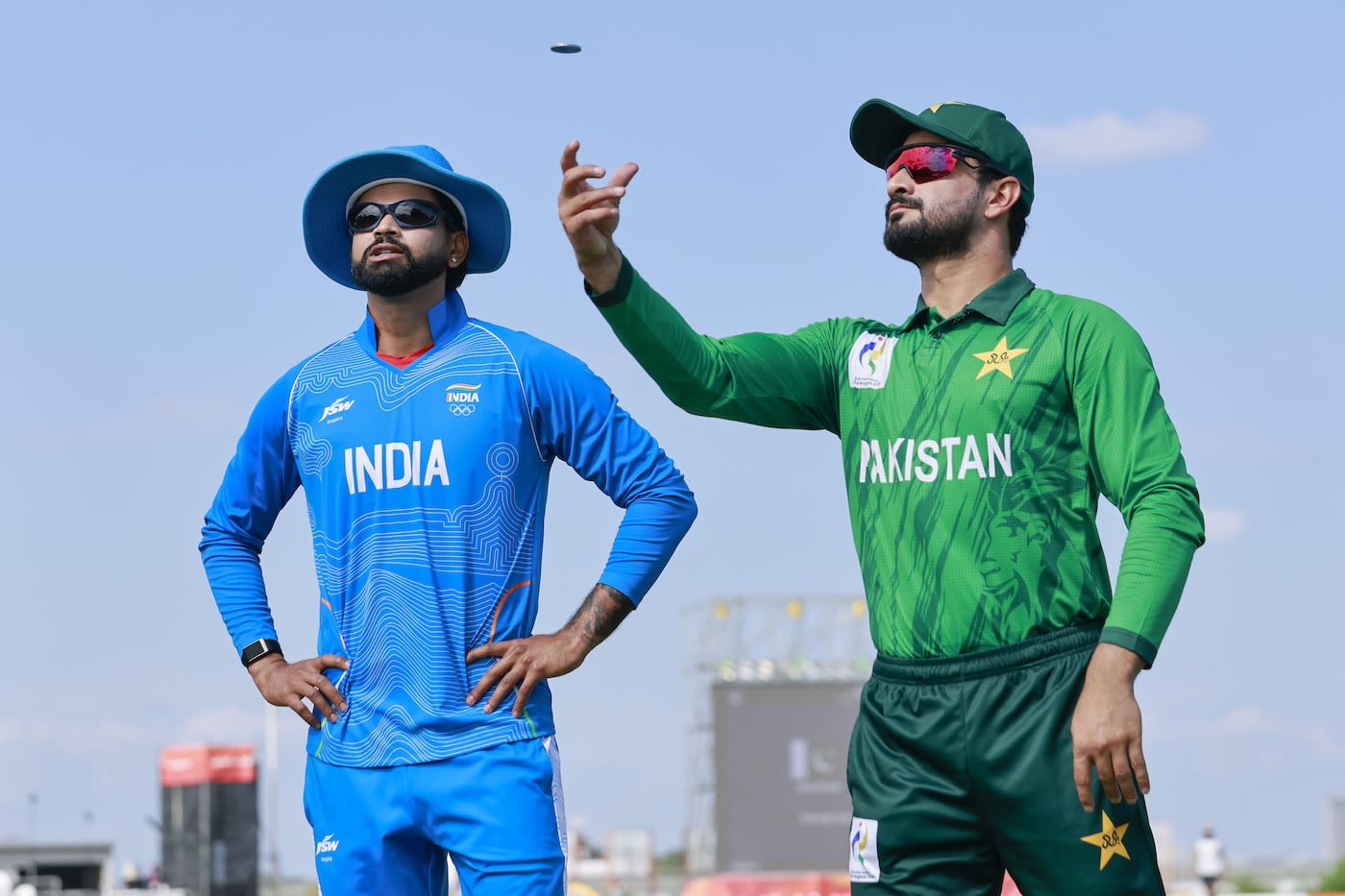 Shreyas Iyer and Sahibzada Farhan at the toss
