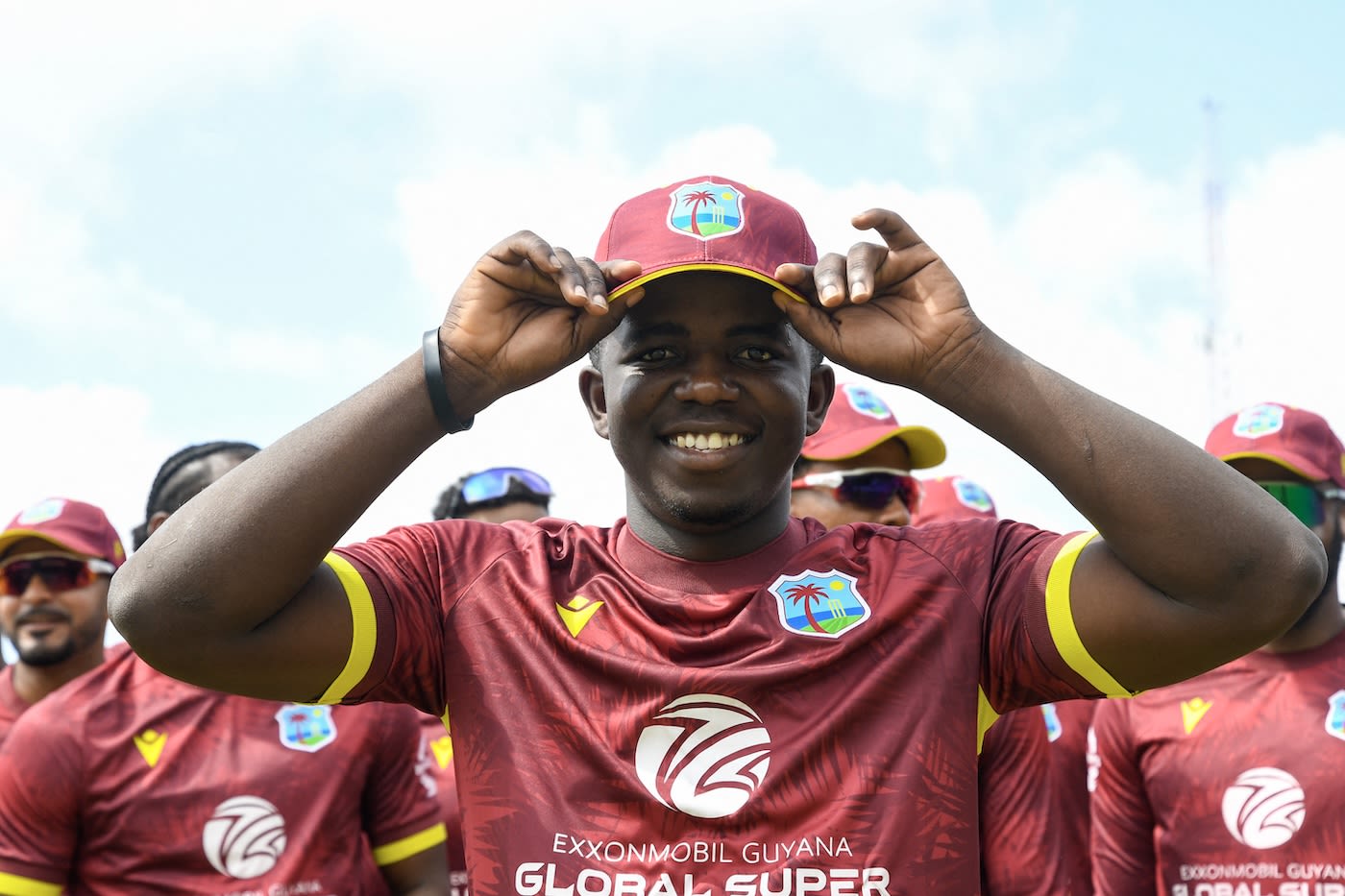 Vitel Lawes shows off his West Indies cap