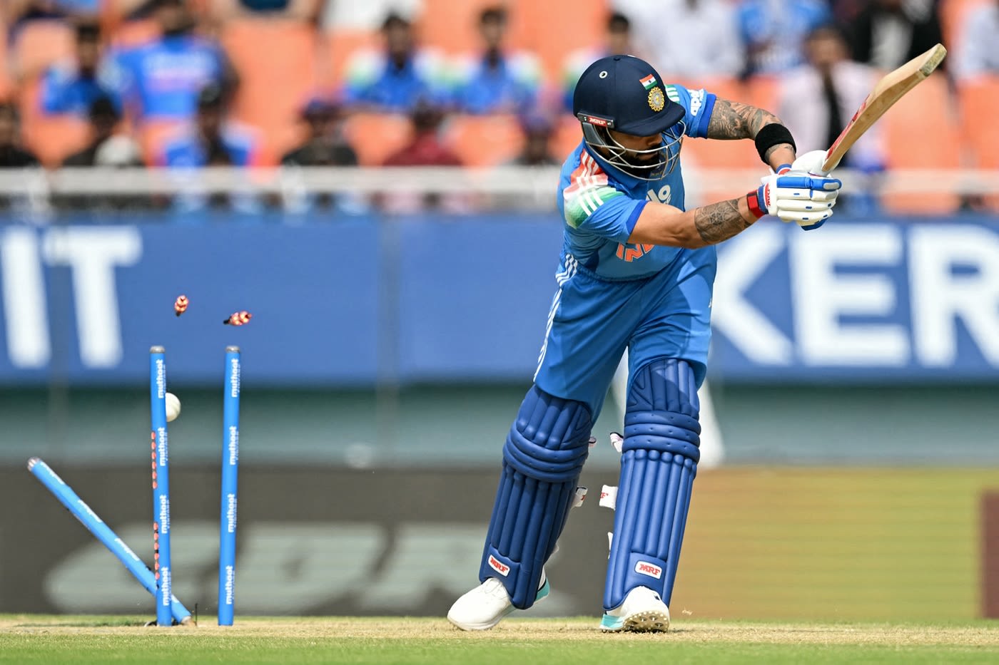 Virat Kohli was castled for a golden duck
