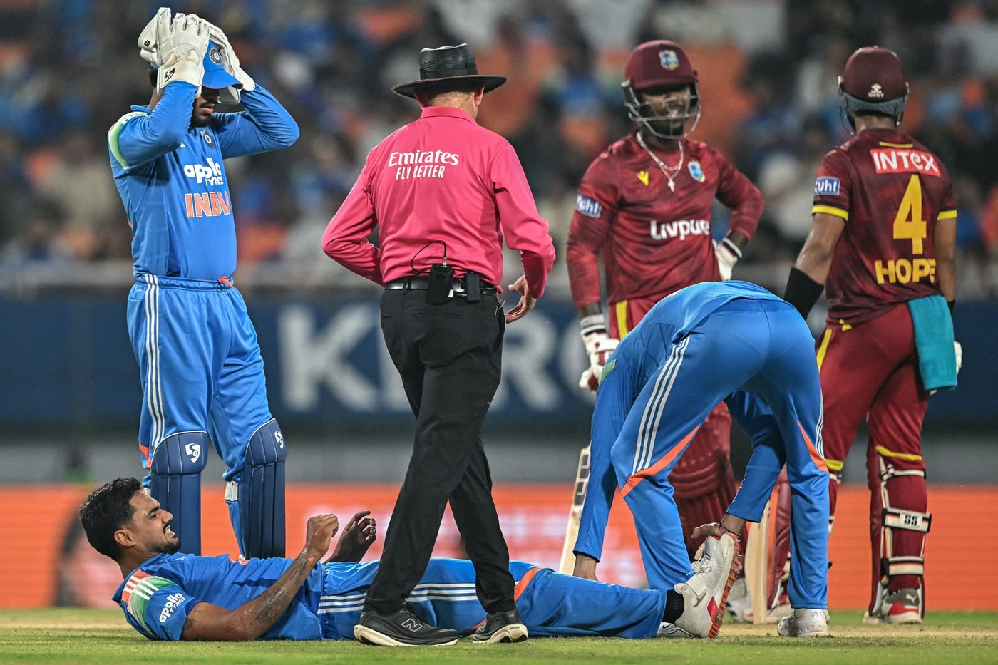 Gurnoor Brar went off the field with injury