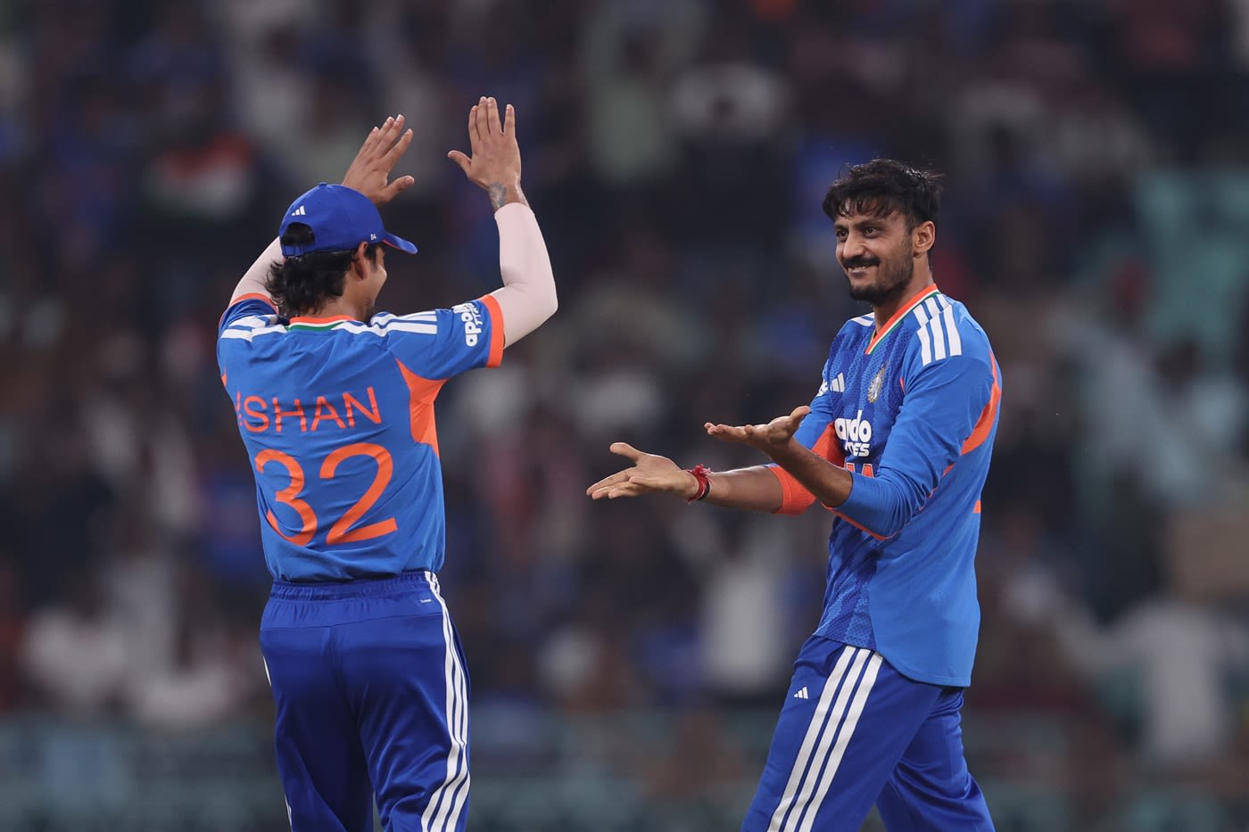 Axar Patel celebrates after getting rid of Rovman Powell