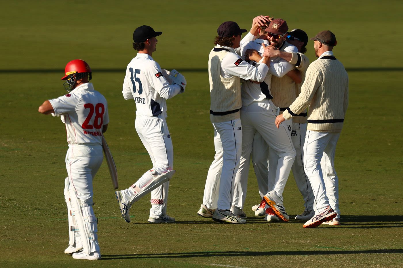 Harry Hoekstra claimed Jake Weatherald for his maiden Shield wicket