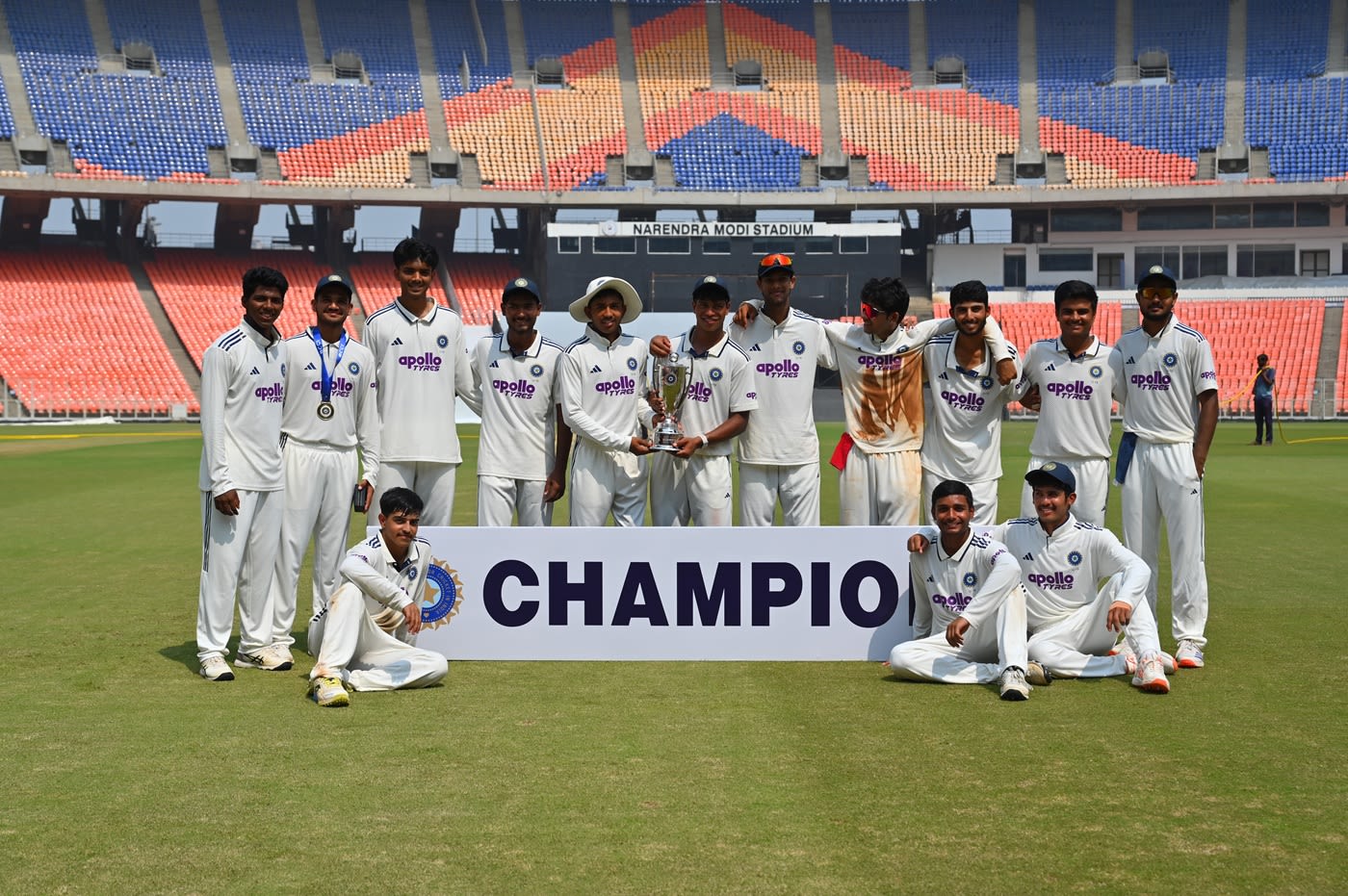 The victorious India Under-19 team pose with the trophy