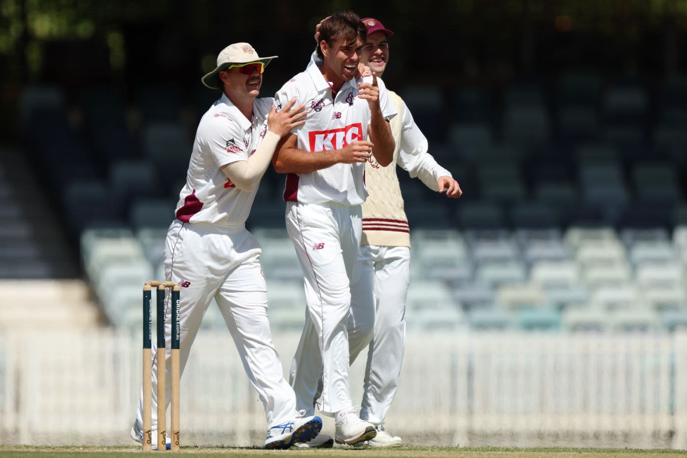 Xavier Bartlett celebrates a wicket