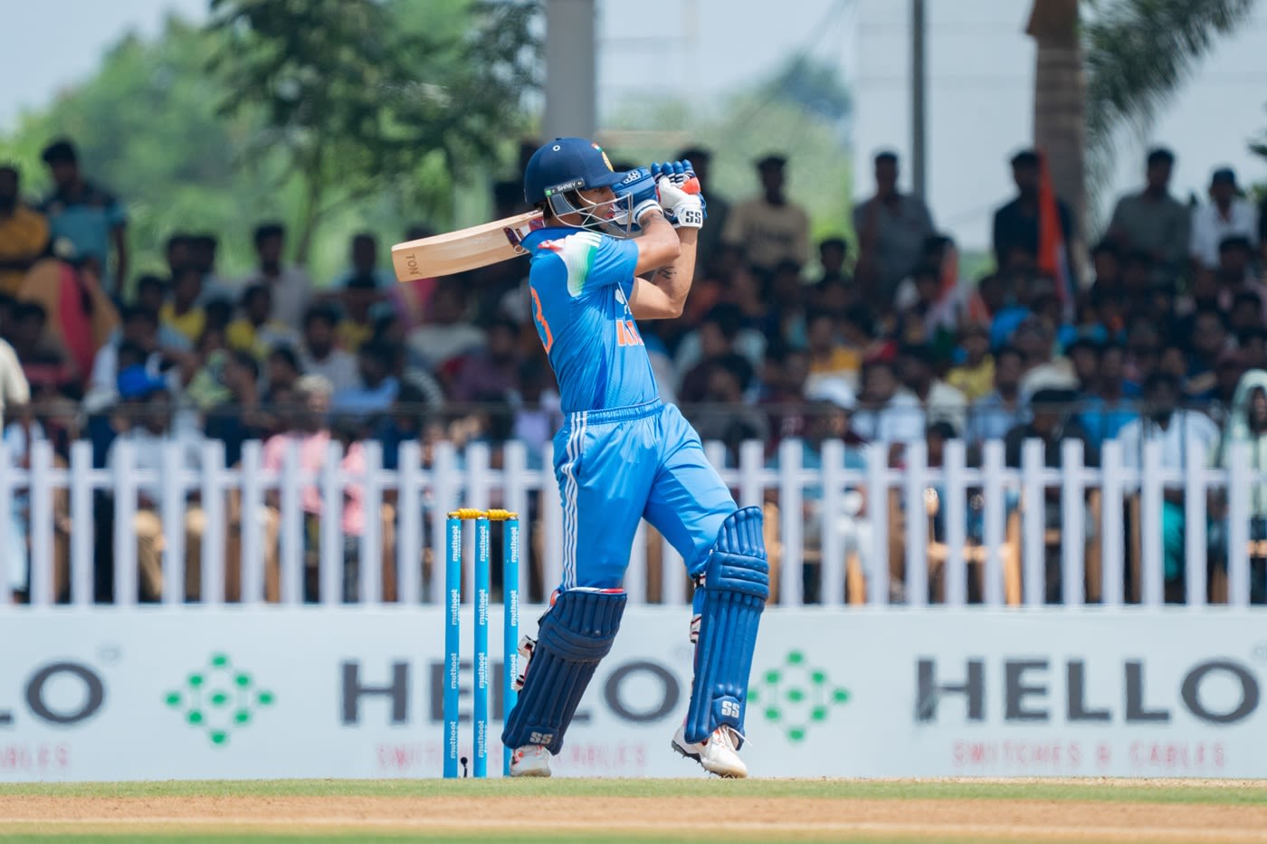 Suryansh Shedge swats one away over midwicket