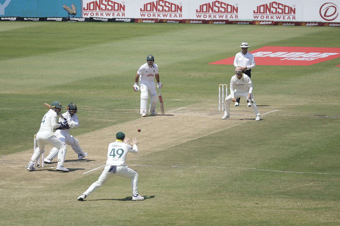 Steven Smith took a smart catch to punish what could have been a proactive reverse sweep from Temba Bavuma