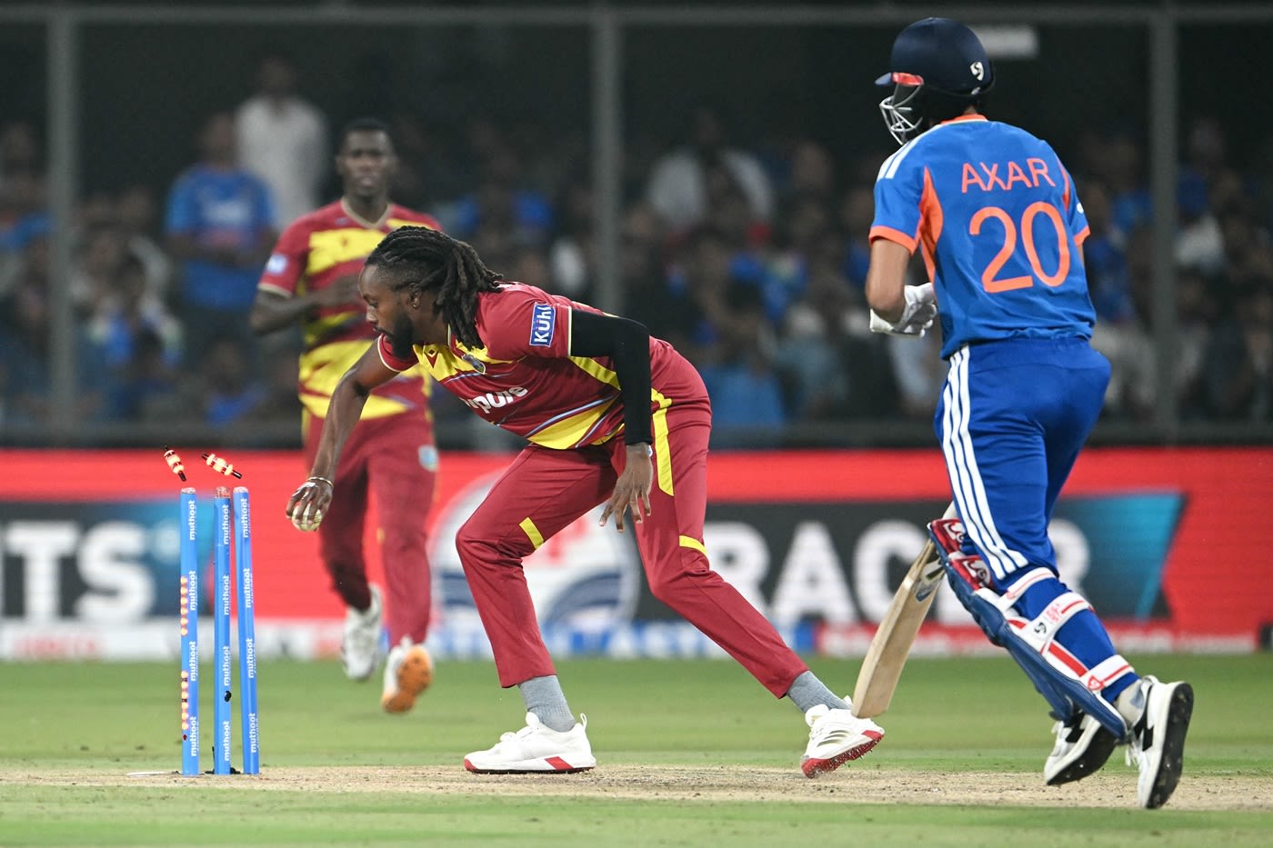 Shamar Springer runs Axar Patel out