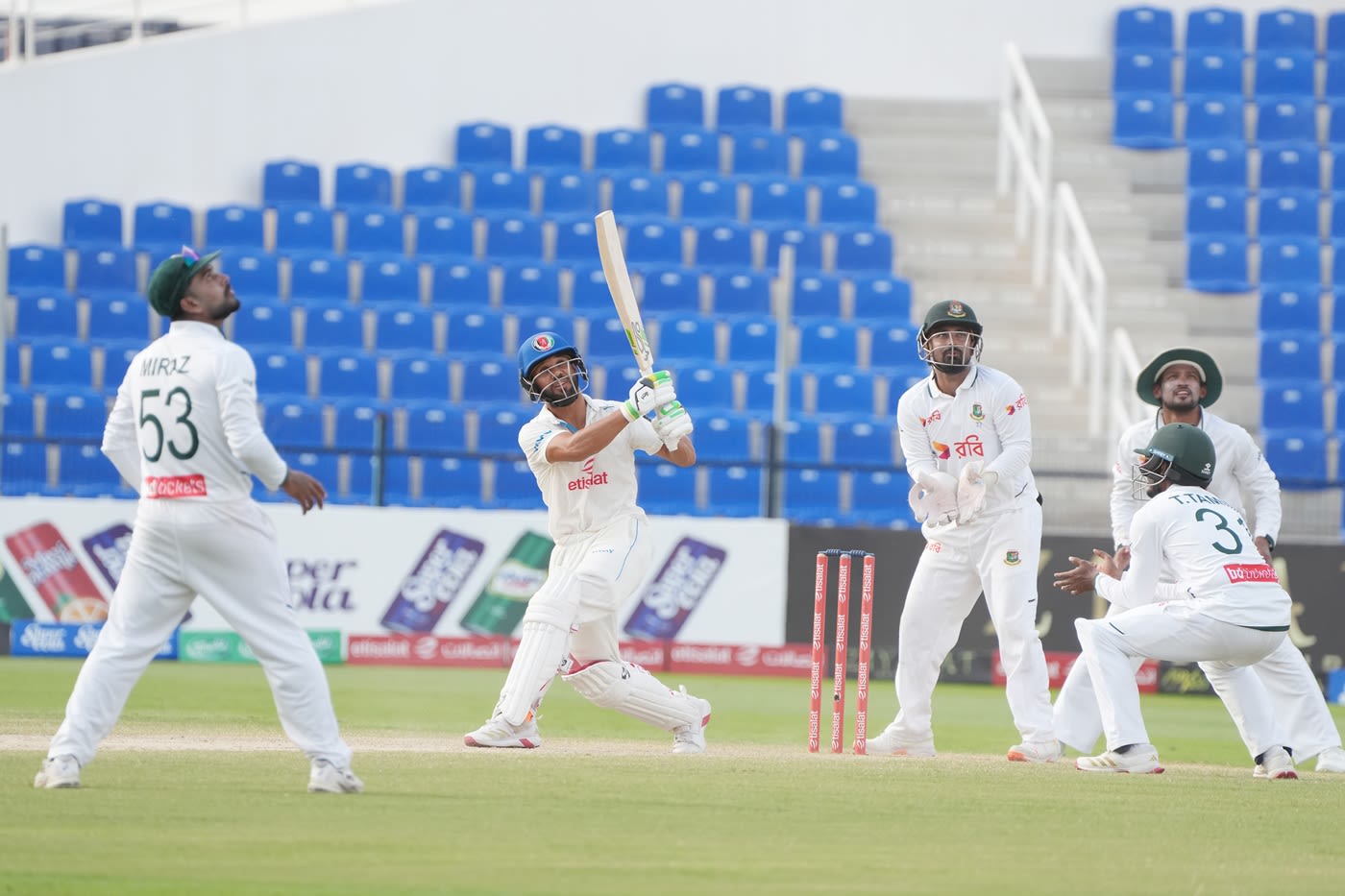 Qais Ahmad struck three sixes despite batting to save the Test match