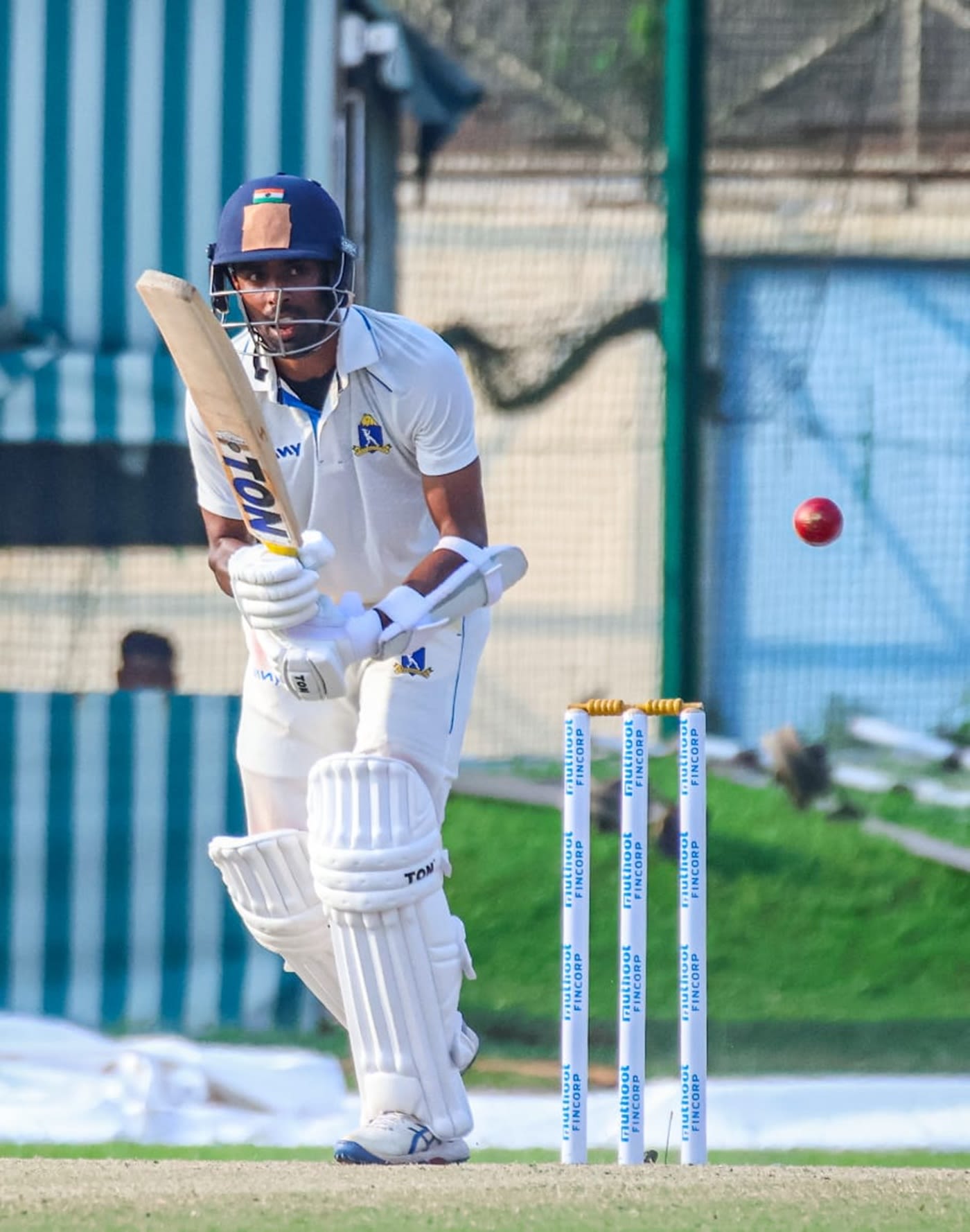 Abhimanyu Easwaran knocks the ball into the leg side