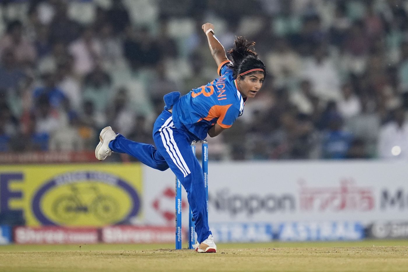 Nandani Sharma took 2 for 11 in the first innings for India