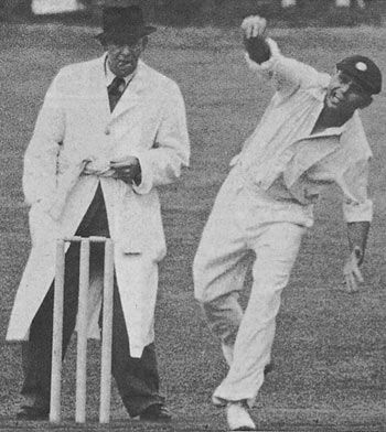 Lara Amarnath bowling during India's tour of England