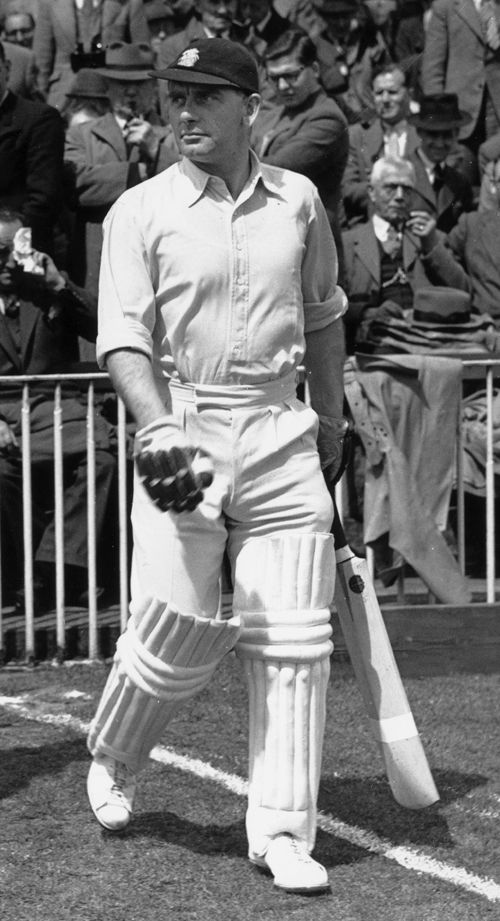Cyril Washbrook walks out to bat