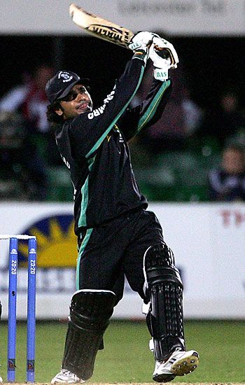Naved Latif of Faisalabad hits a six