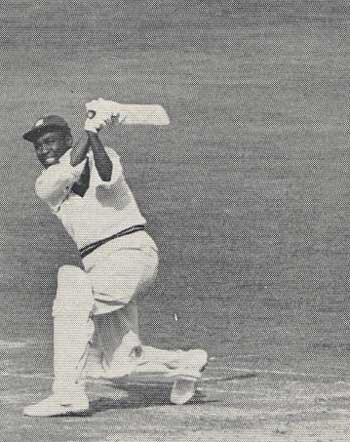 Conrad Hunte drives during his match-winning innings of 88