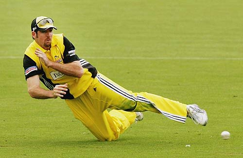 Peter Worthington makes a diving stop