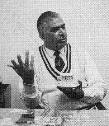 Shakoor Rana in the umpires' room at Faisalabad