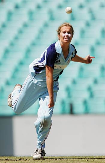 Julie Hayes, NSW's medium pacer, in action
