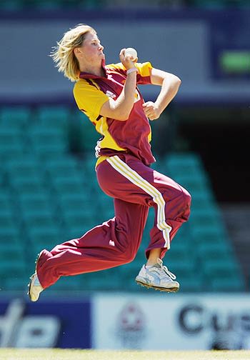 Rikki-Lee Rimington sends down another delivery