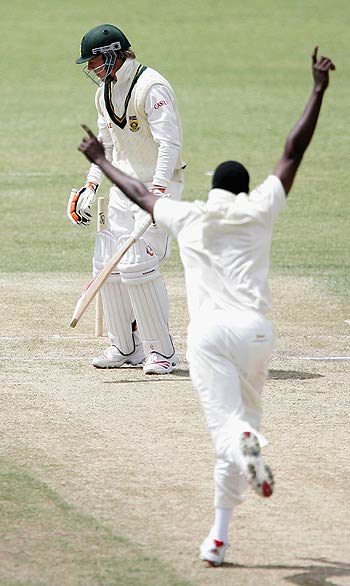 Shawn Gillies of WA celebrates taking the wicket of AB de Villiers