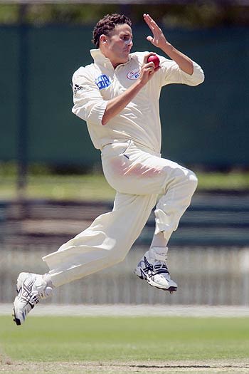 It <i>is</i> a bird... Aaron Bird of NSW in action during day four of the Pura Cup match