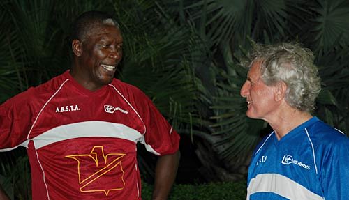 John Snow chats to Joel Garner in Antigua