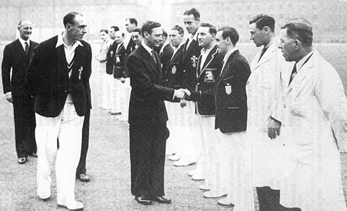 King George VI is introduced to Bernie Constable by Errol Holmes