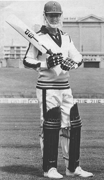 Ross Edwards models the 'proposed coloured cricket apparel'