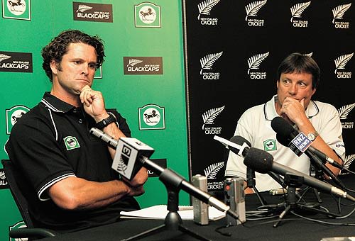 Chris Cairns and Martin Snedden field questions from the press