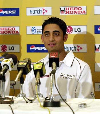 Scotland's Under-19 captain Kasim Farid addresses a press conference