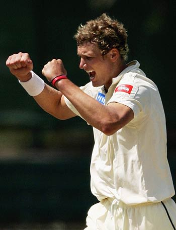 Allan Wise celebrates a wicket