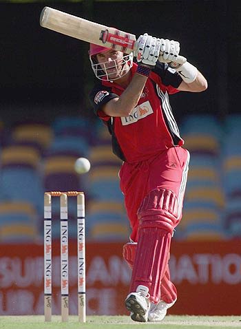 Greg Blewett drives during his attacking knock of 102