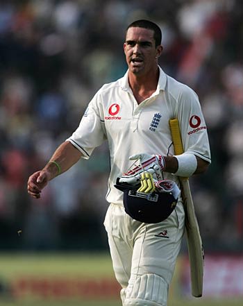 Kevin Pietersen after being given out caught off his arm