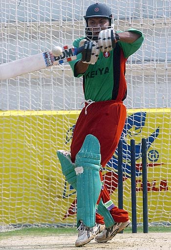 Kenya's Kalpesh Patel bats at the nets