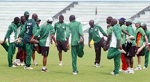 Kenya's players limber up