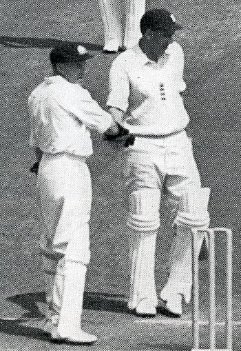 Raman Subba Row is congratulated by Wally Grout