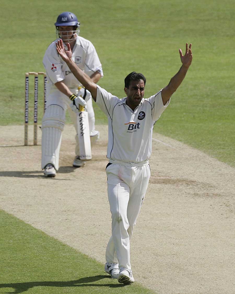 Mohammad Akram has Stephen Adshead caught behind