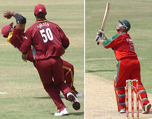 Piet Rinke is well caught by Dwayne Bravo for 6