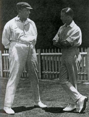 Warwick Armstrong and Johnny Douglas ahead of the Sydney Test