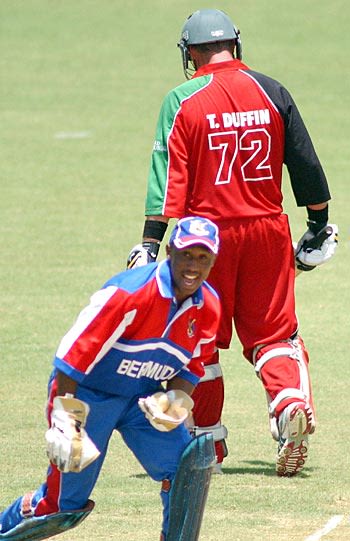 Kwame Tucker celebrates catching Terry Duffin