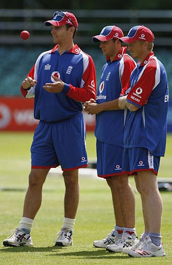England's new boys - Alex Loudon, Tim Bresnan and Glen Chapple - in the nets at Belfast