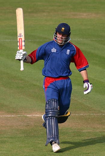 Ben Wright celebrates his fifty