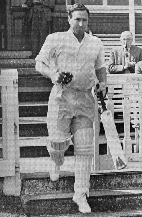 The end ... Denis Compton goes out to bat for Middlesex for the last time