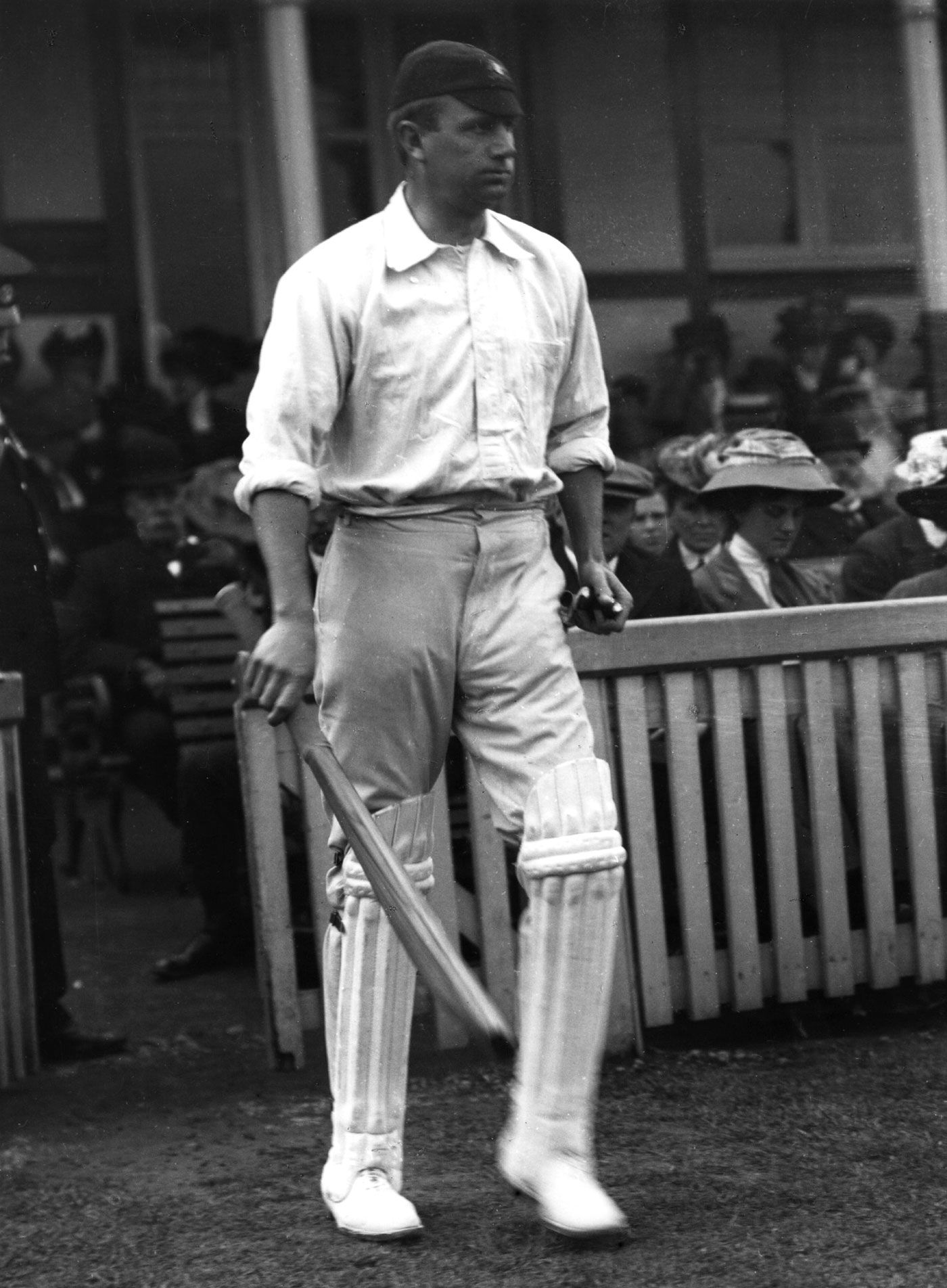 Monty Noble walks out to bat at The Oval