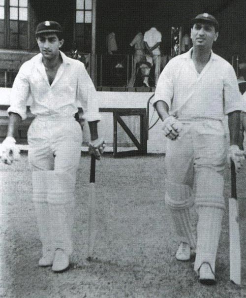Polly Umrigar opening the batting with the Nawab of Pataudi