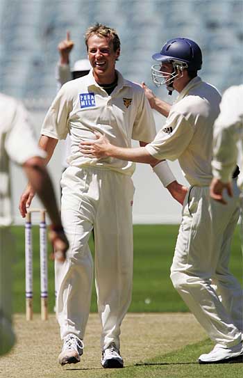 Gerard Denton puts a dent in the Queensland batting