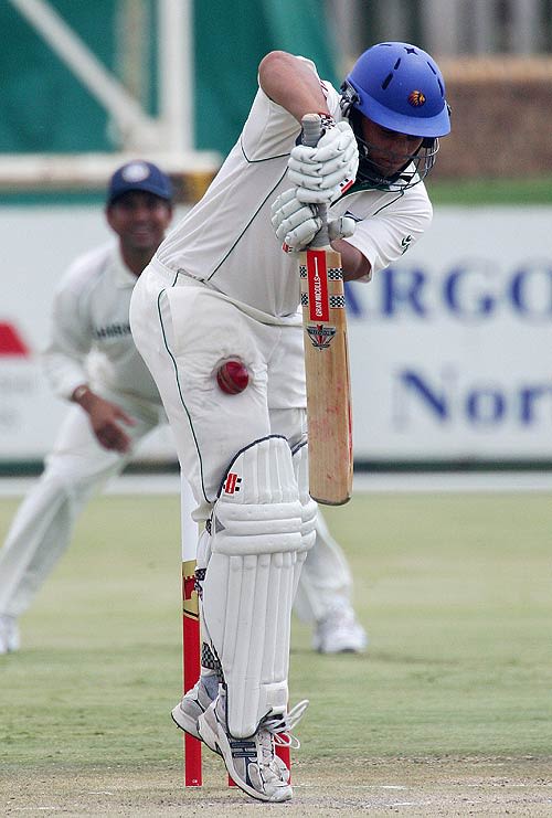 Vaughn van Jaarsveld tries to fend off a rising delivery