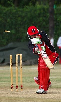 Sandeep Jyoti is bowled for a duck